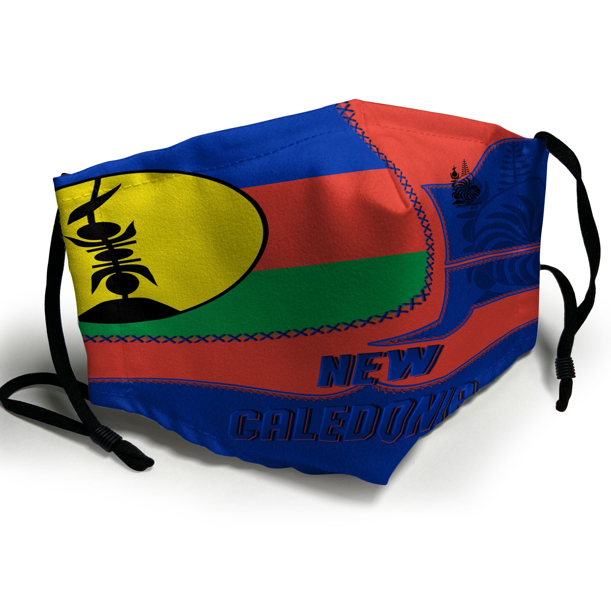 New Caledonia Face Mask Flag & Coat Of Arms Leather Style