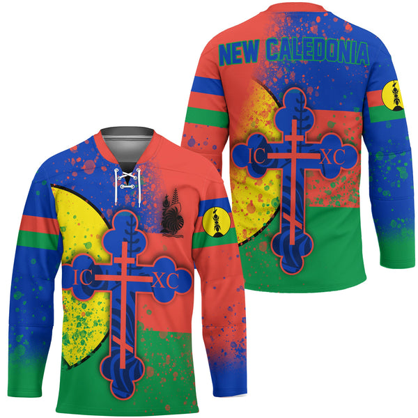 New Caledonia Hockey Jersey Flag & Coat Of Arms Orthodox Style