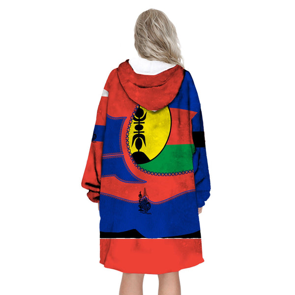 New Caledonia Hoodie Blanket Flag & Coat Of Arms Leather Style