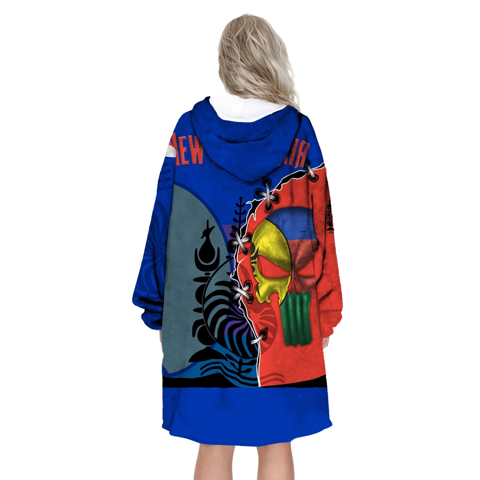 New Caledonia Snug Hoodie Flag & Coat Of Arms Skull Style