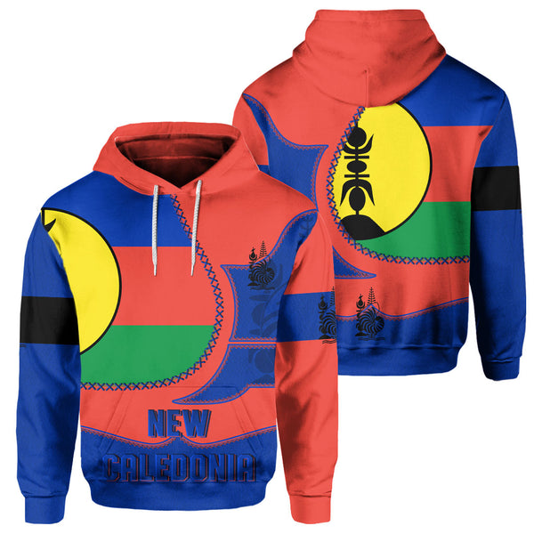 New Caledonia Hoodie Flag & Coat Of Arms Leather Style