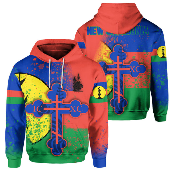 New Caledonia Hoodie Flag & Coat Of Arms Orthodox Style