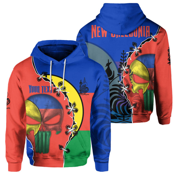 New Caledonia Hoodie Flag & Coat Of Arms Skull Style