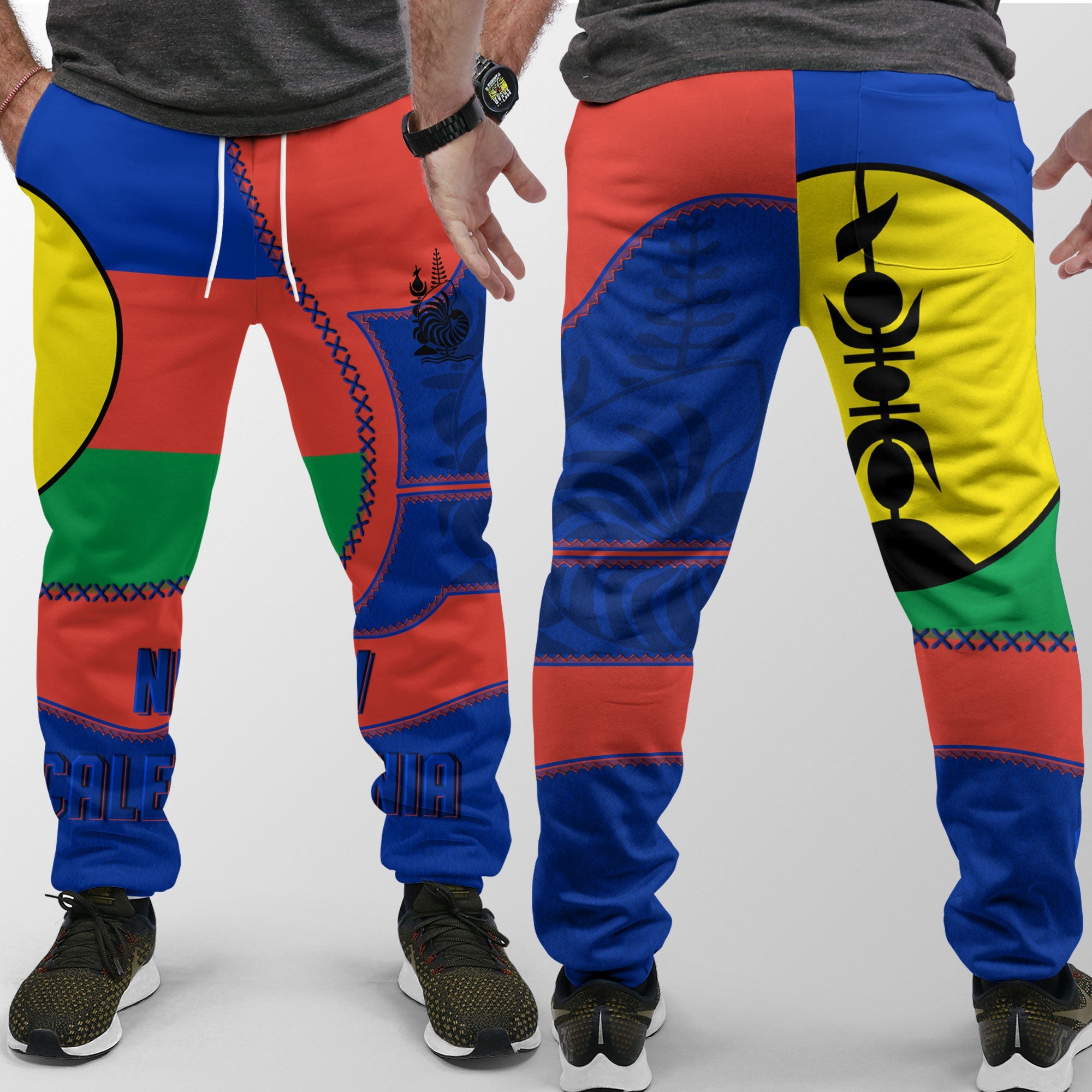 New Caledonia Jogger Pant Flag & Coat Of Arms Leather Style