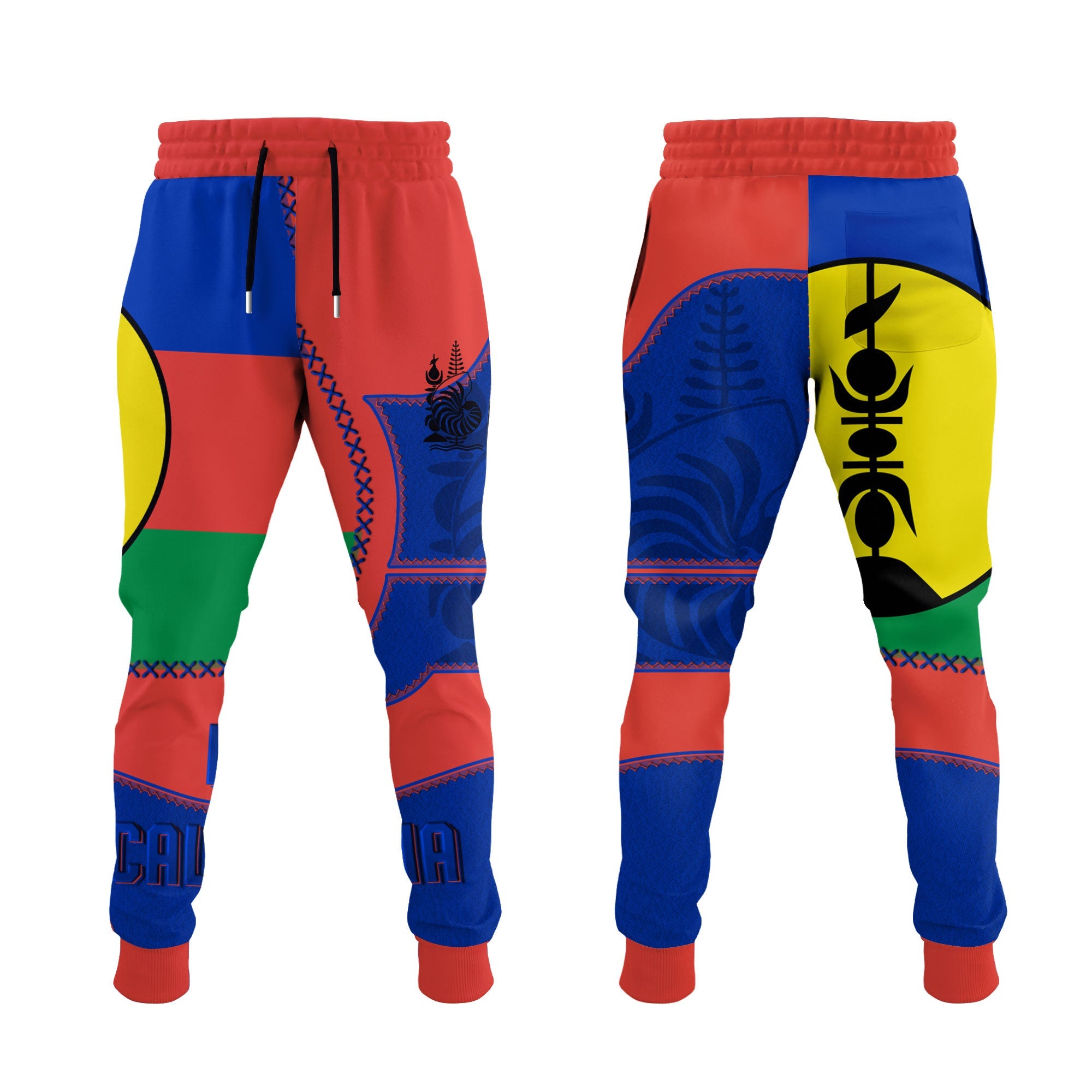 New Caledonia Jogger Pant Flag & Coat Of Arms Leather Style