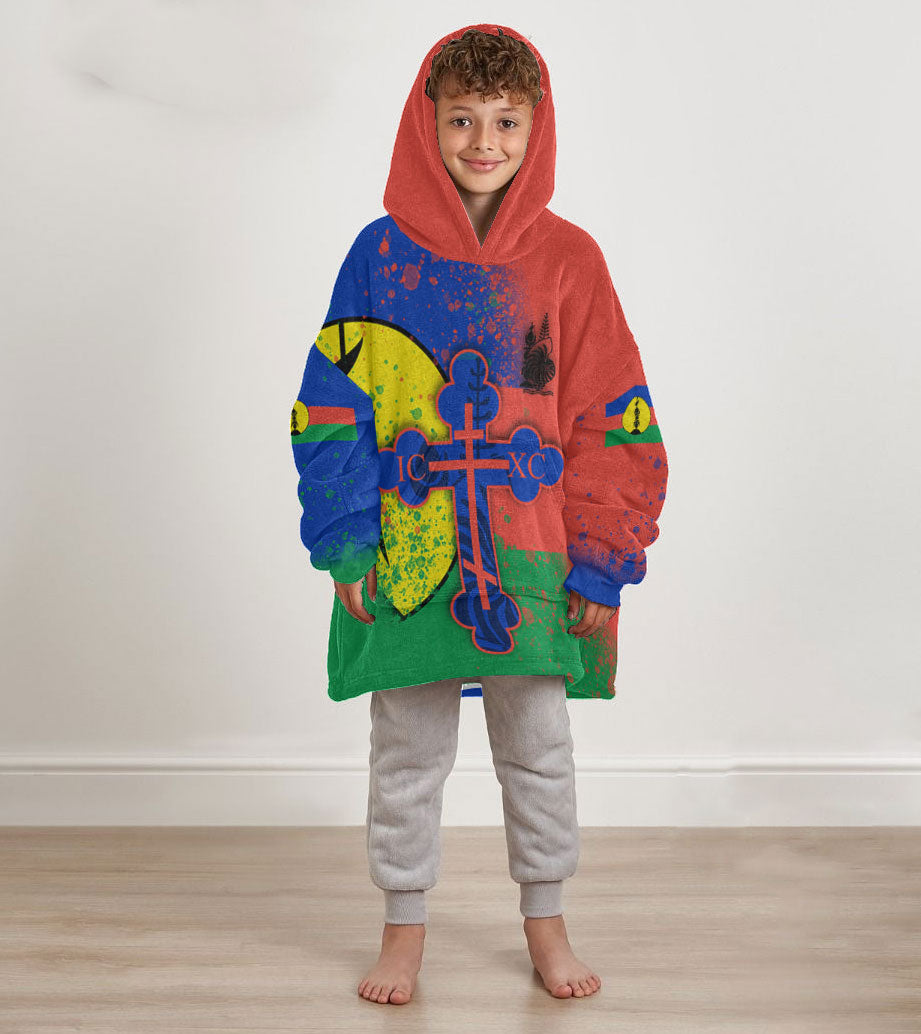 New Caledonia Kid Snug Hoodie Flag & Coat Of Arms Orthodox Style