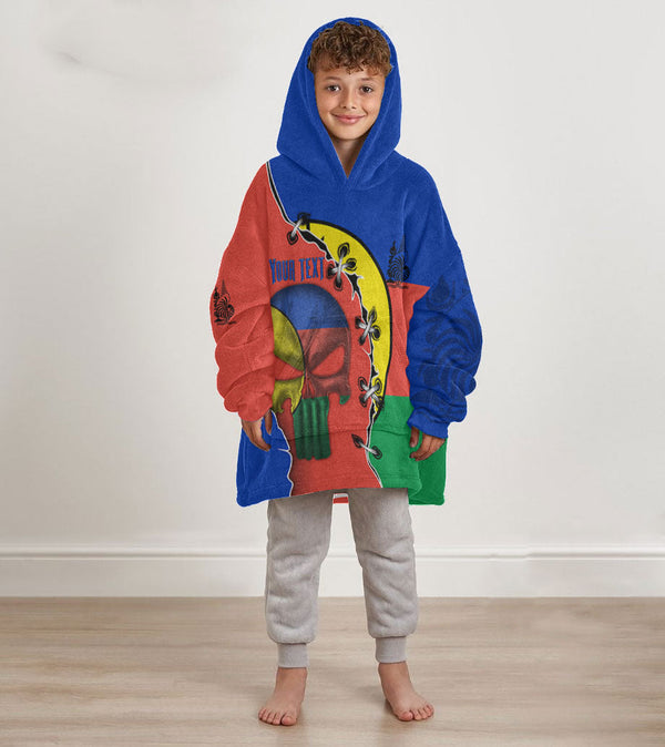 New Caledonia Kid Snug Hoodie Flag & Coat Of Arms Skull Style