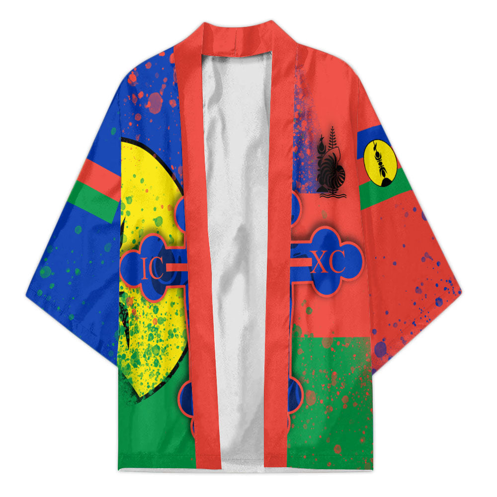 New Caledonia Kimono Flag & Coat Of Arms Orthodox Style