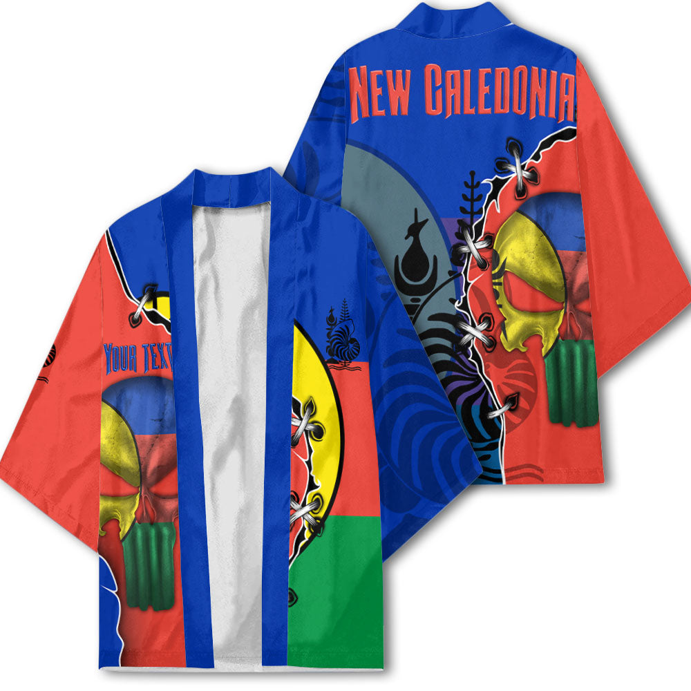 New Caledonia Kimono Flag & Coat Of Arms Skull Style