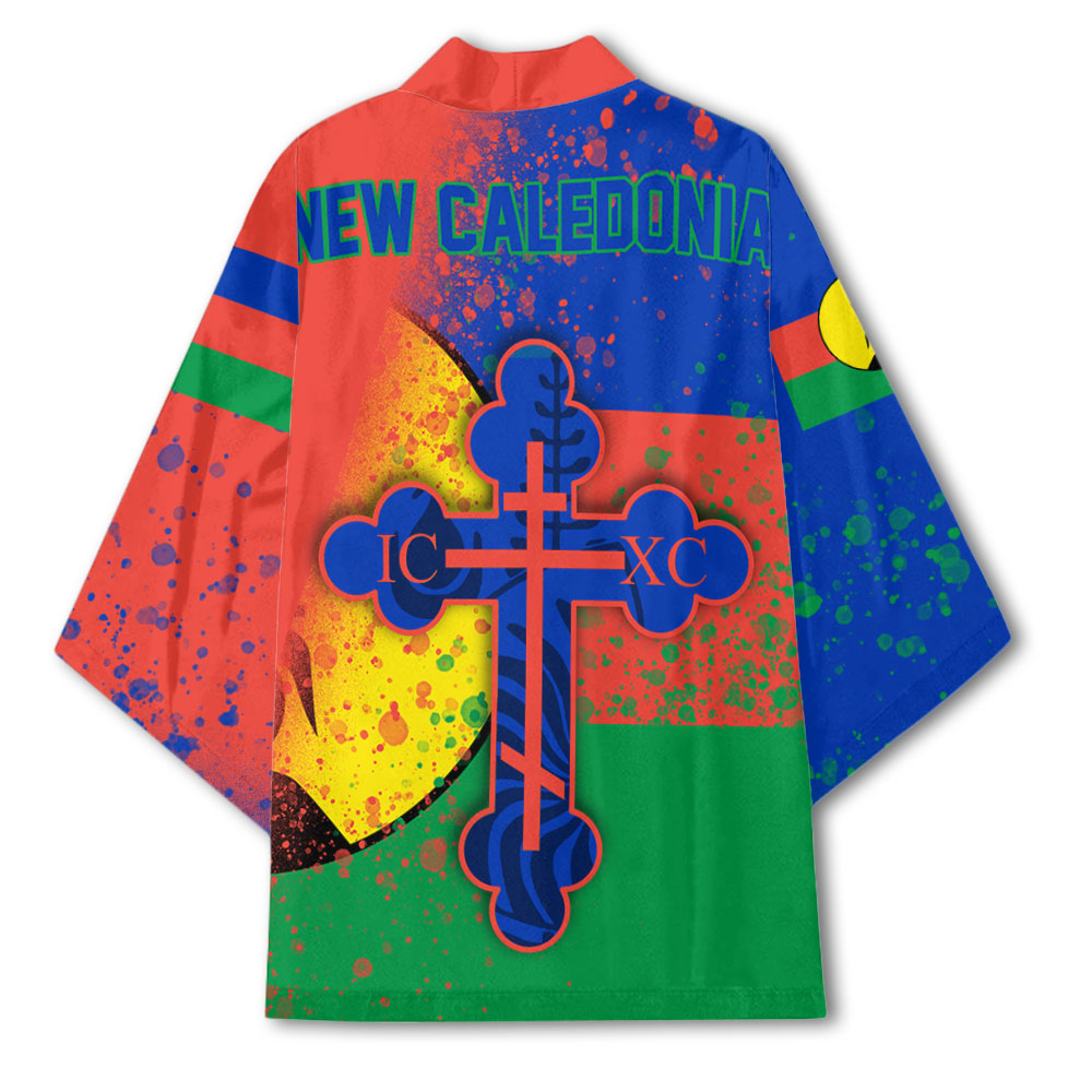 New Caledonia Kimono Flag & Coat Of Arms Orthodox Style