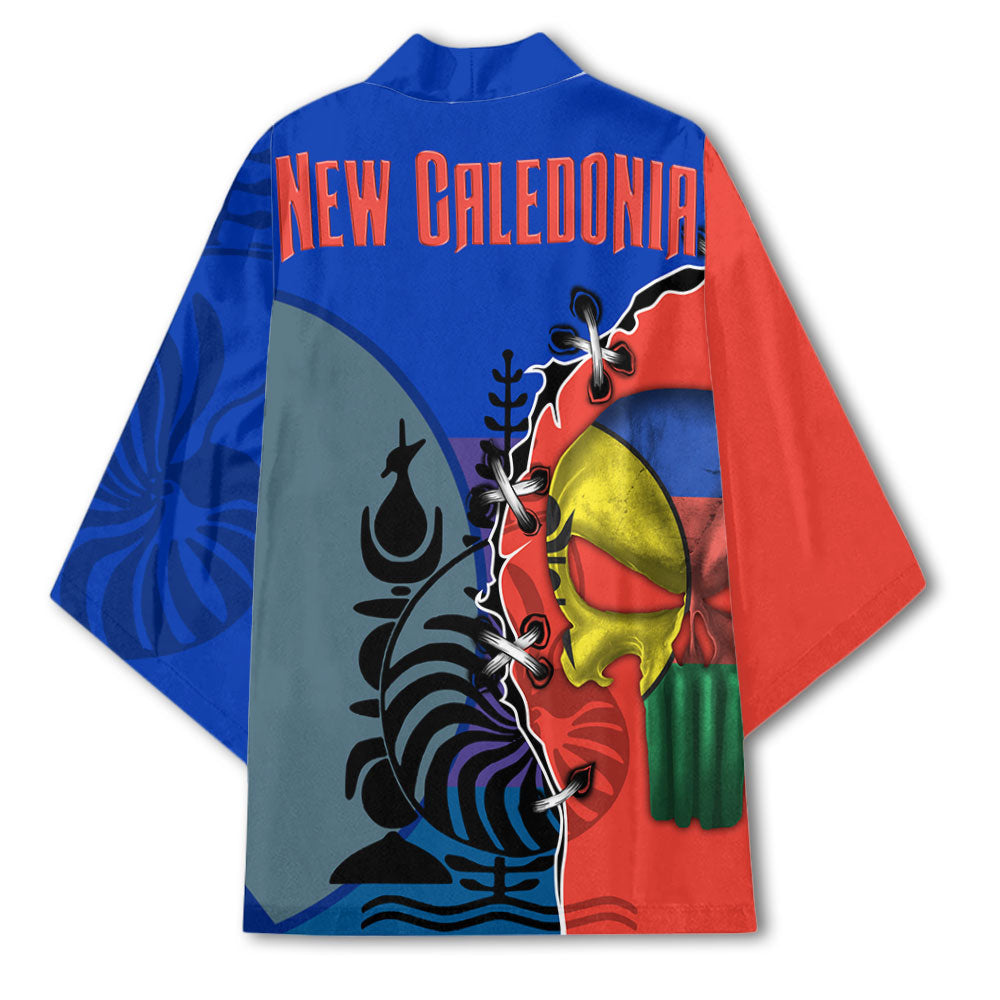 New Caledonia Kimono Flag & Coat Of Arms Skull Style