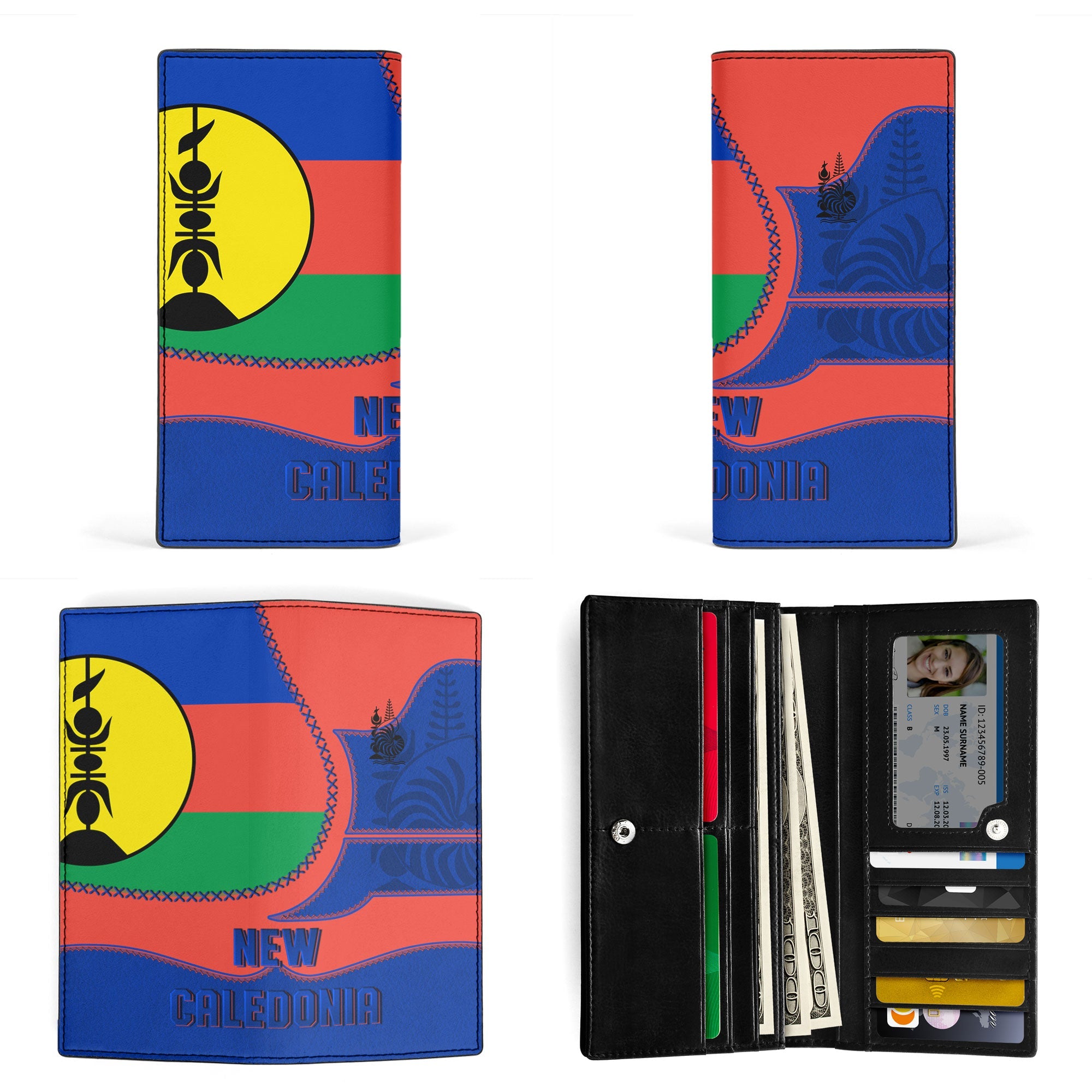 New Caledonia Leather Wallet Flag & Coat Of Arms Leather Style