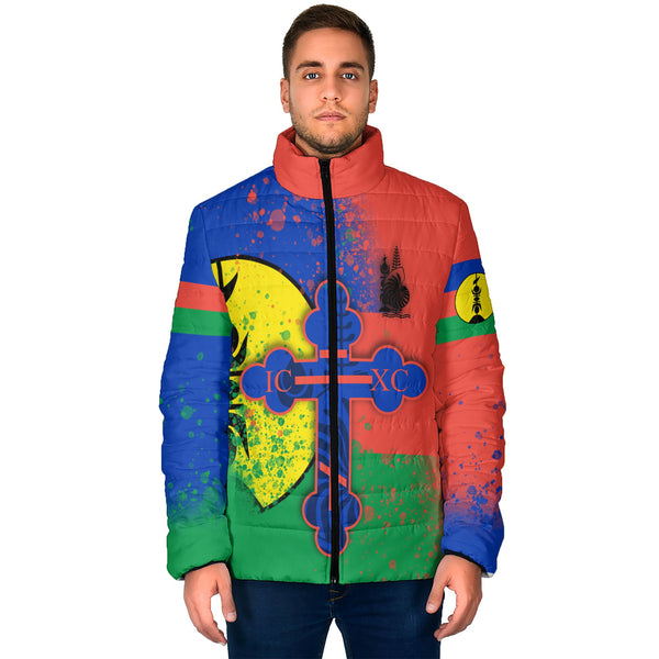 New Caledonia Men Padded Jacket Flag & Coat Of Arms Orthodox Style