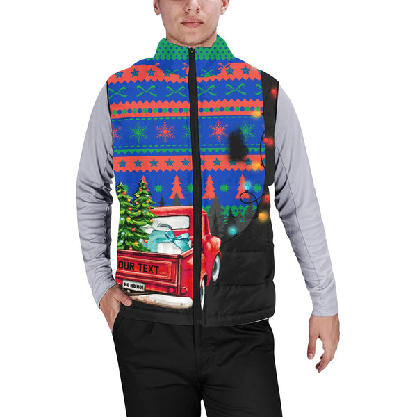 New Caledonia Men Padded Jacket Vest Coat Of Arms Christmas Style