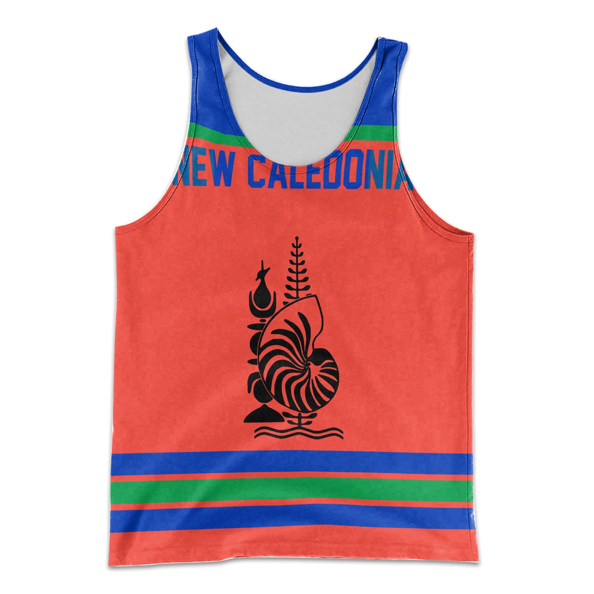 New Caledonia Men Tank Top Flag & Coat Of Arms Hockey Style