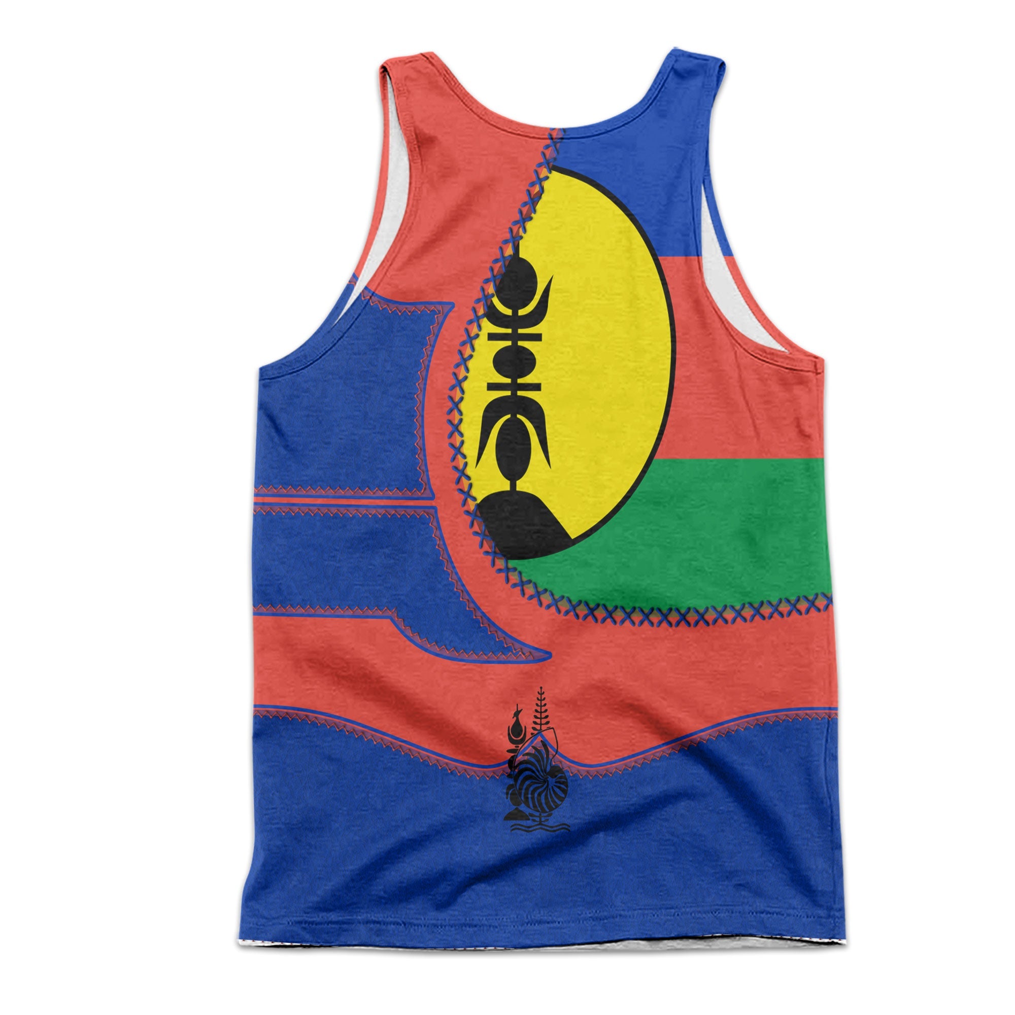 New Caledonia Men Tank Top Flag & Coat Of Arms Leather Style