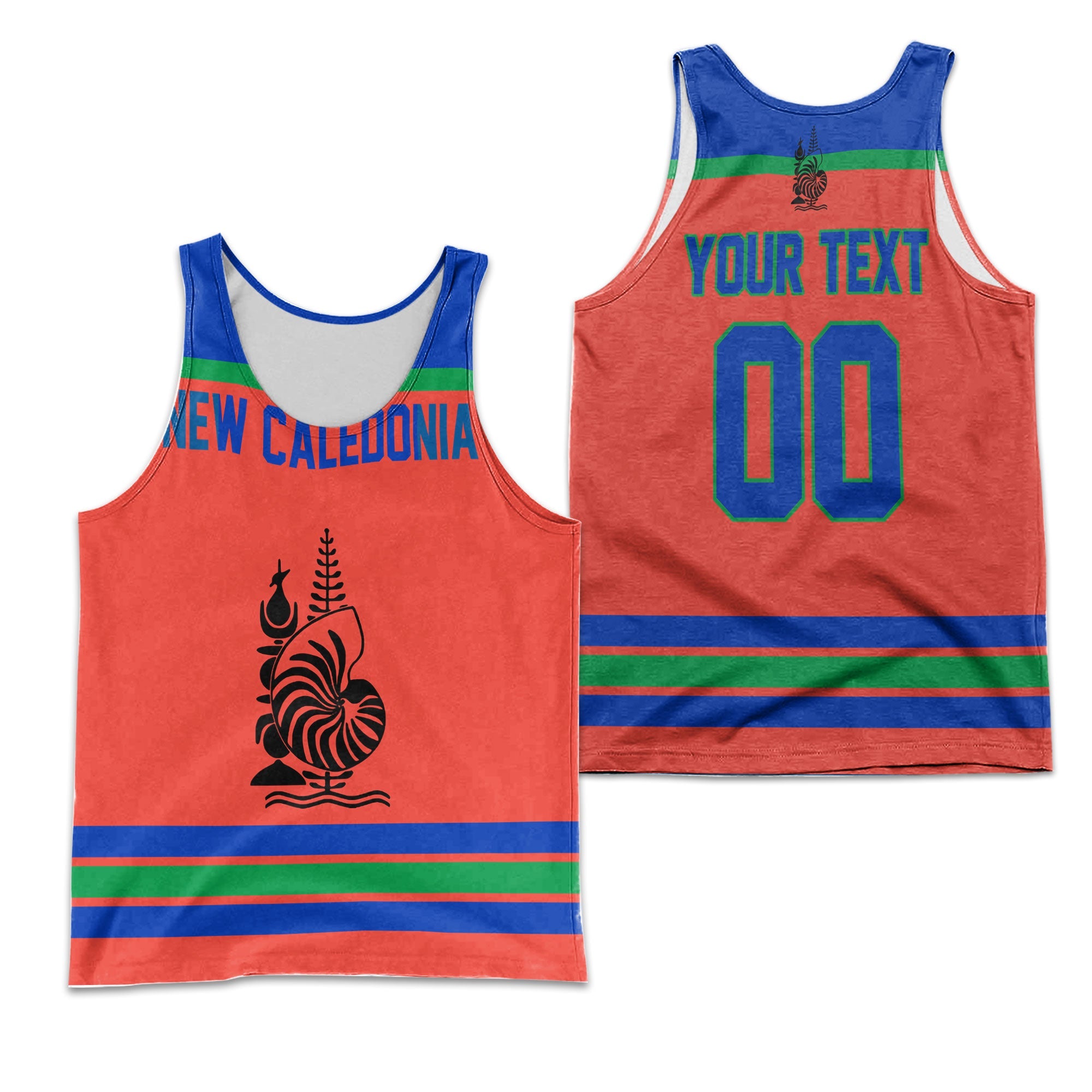 New Caledonia Men Tank Top Flag & Coat Of Arms Hockey Style