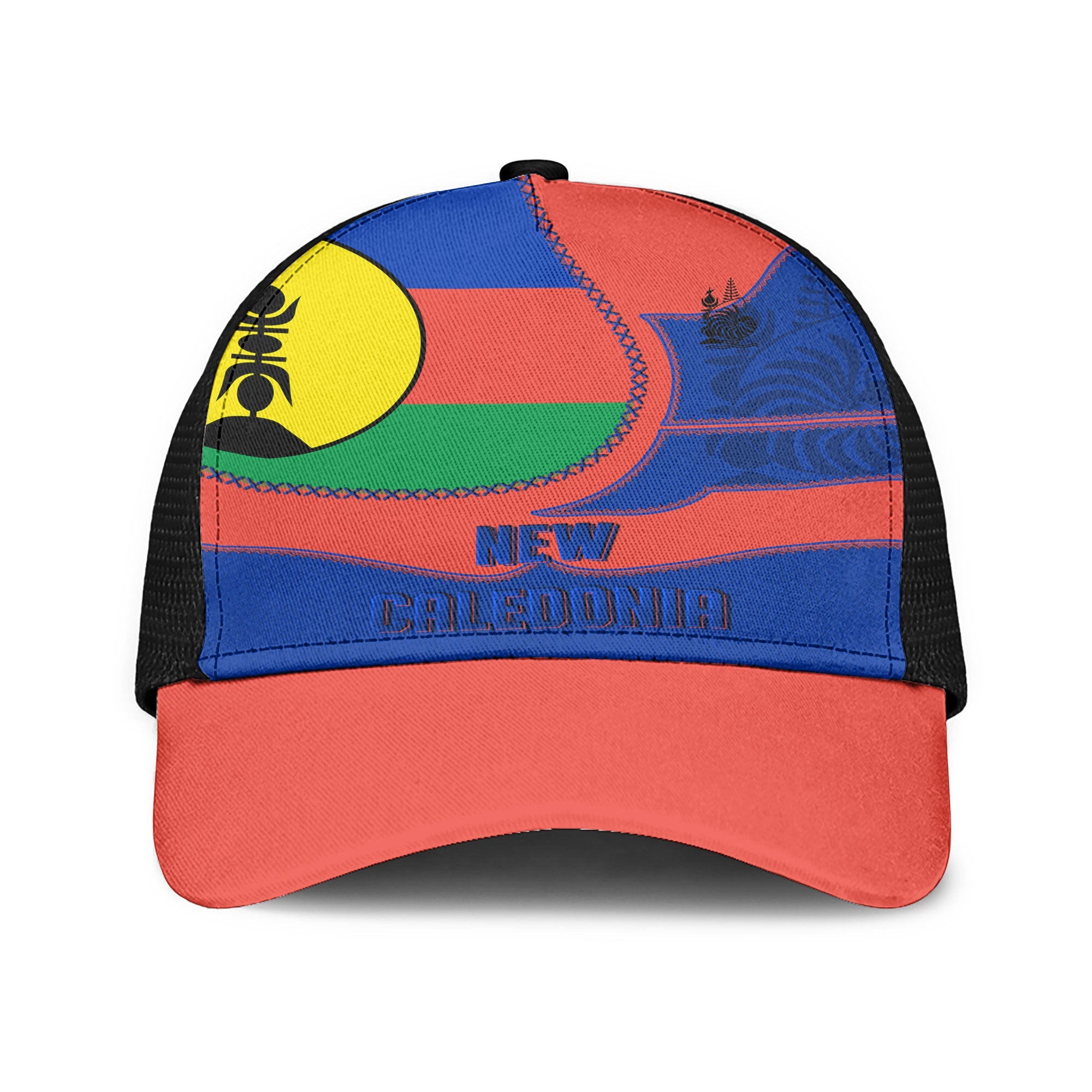 New Caledonia Mesh Back Cap Flag & Coat Of Arms Leather Style