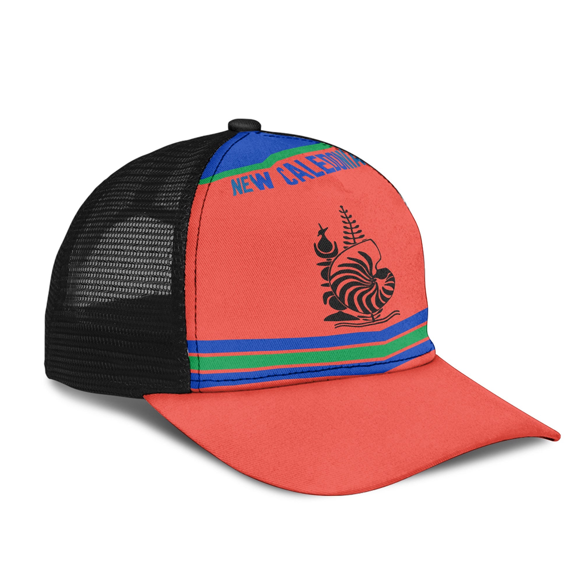 New Caledonia Mesh Back Cap Flag & Coat Of Arms Hockey Style