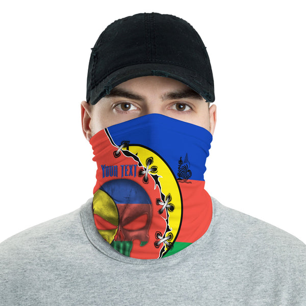 New Caledonia Neck Gaiter Flag & Coat Of Arms Skull Style