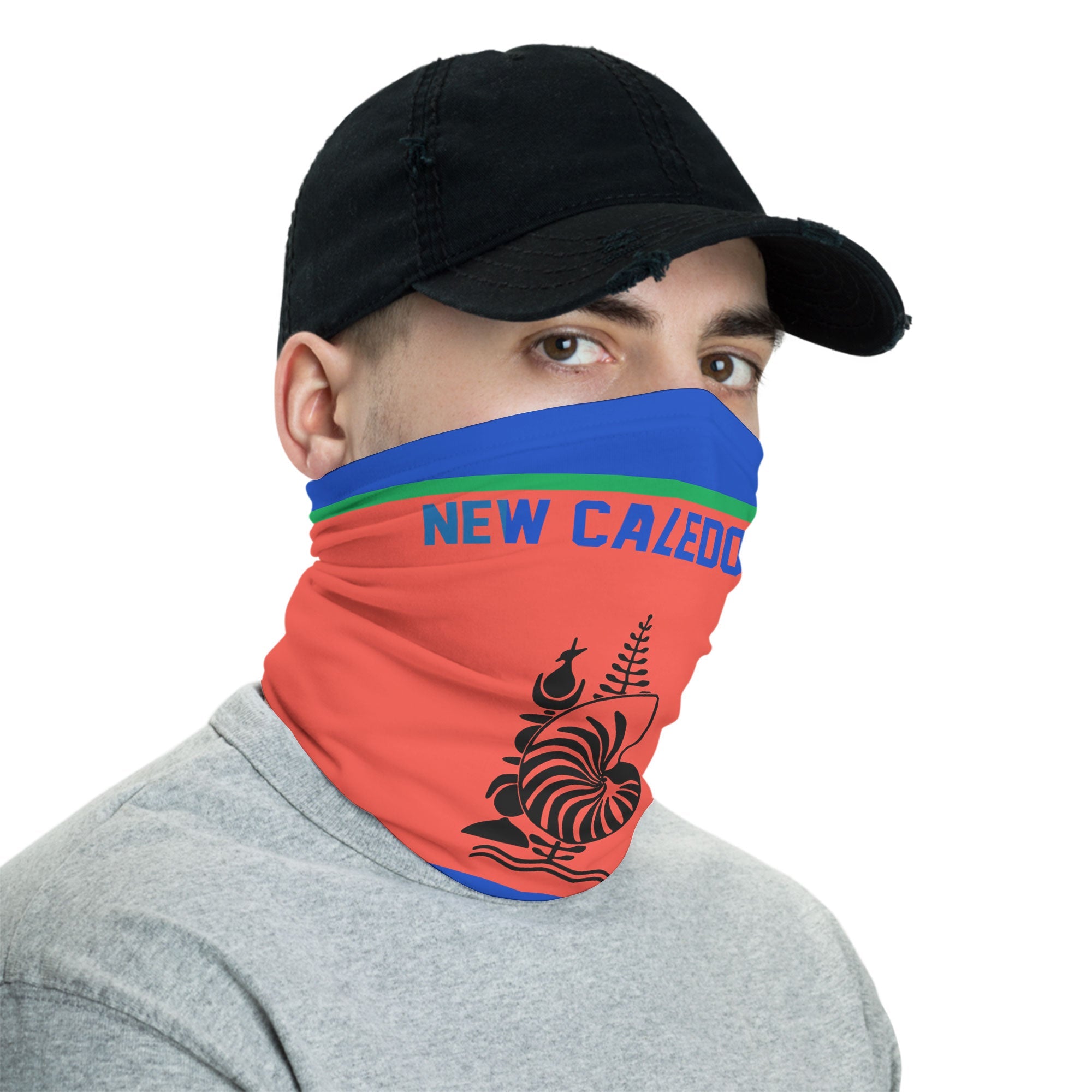 New Caledonia Neck Gaiter Flag & Coat Of Arms Hockey Style