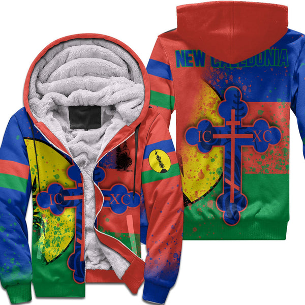 New Caledonia Sherpa Hoodie Flag & Coat Of Arms Orthodox Style