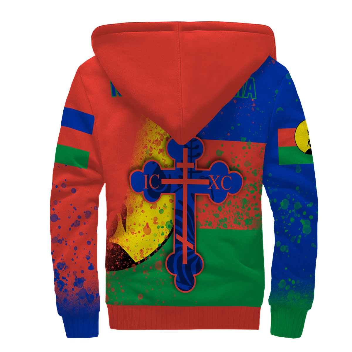 New Caledonia Sherpa Hoodie Flag & Coat Of Arms Orthodox Style