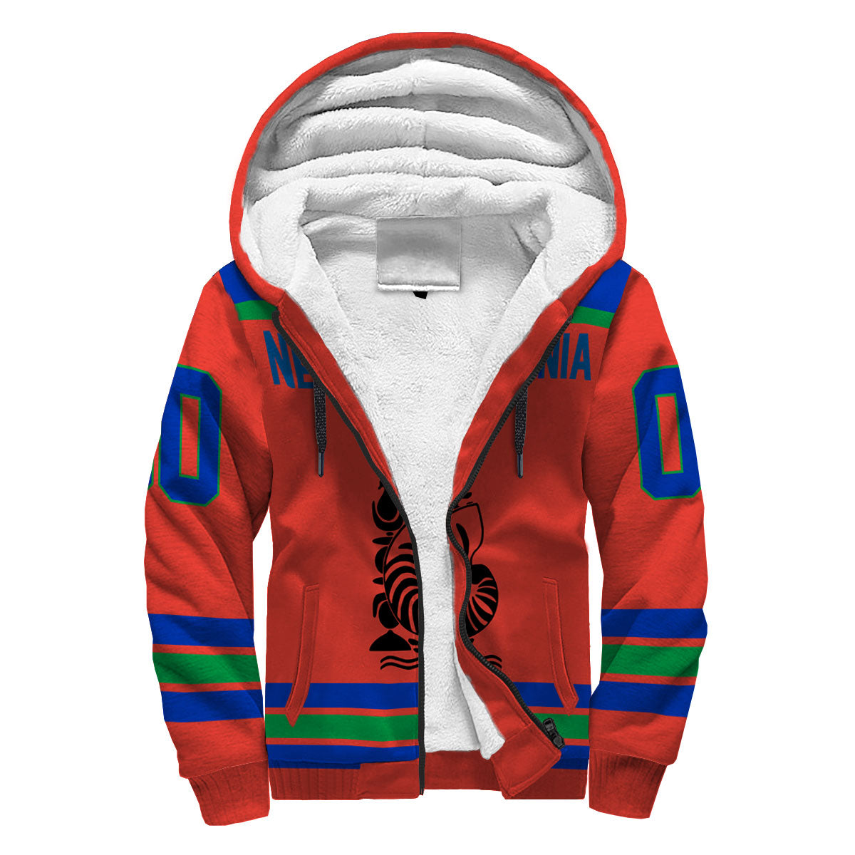 New Caledonia Sherpa Hoodie Flag & Coat Of Arms Hockey Style