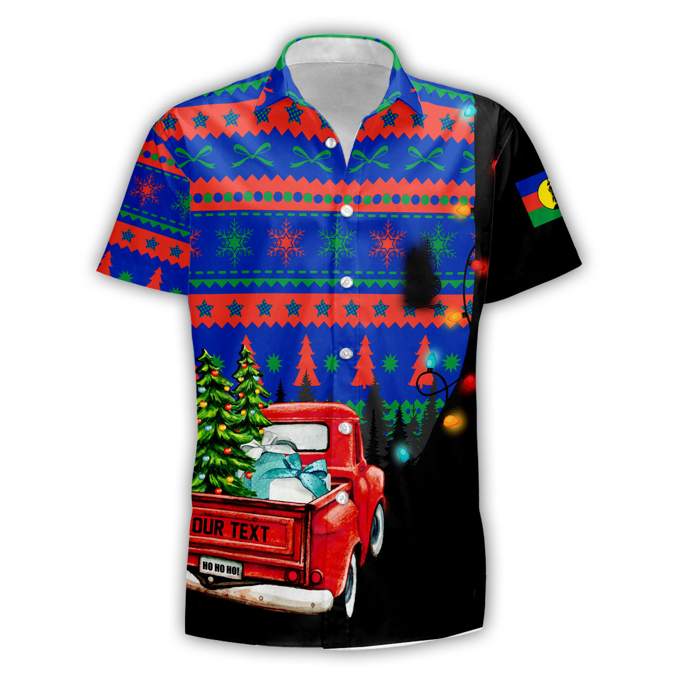 New Caledonia Short Sleeve Shirt Coat Of Arms Christmas Style