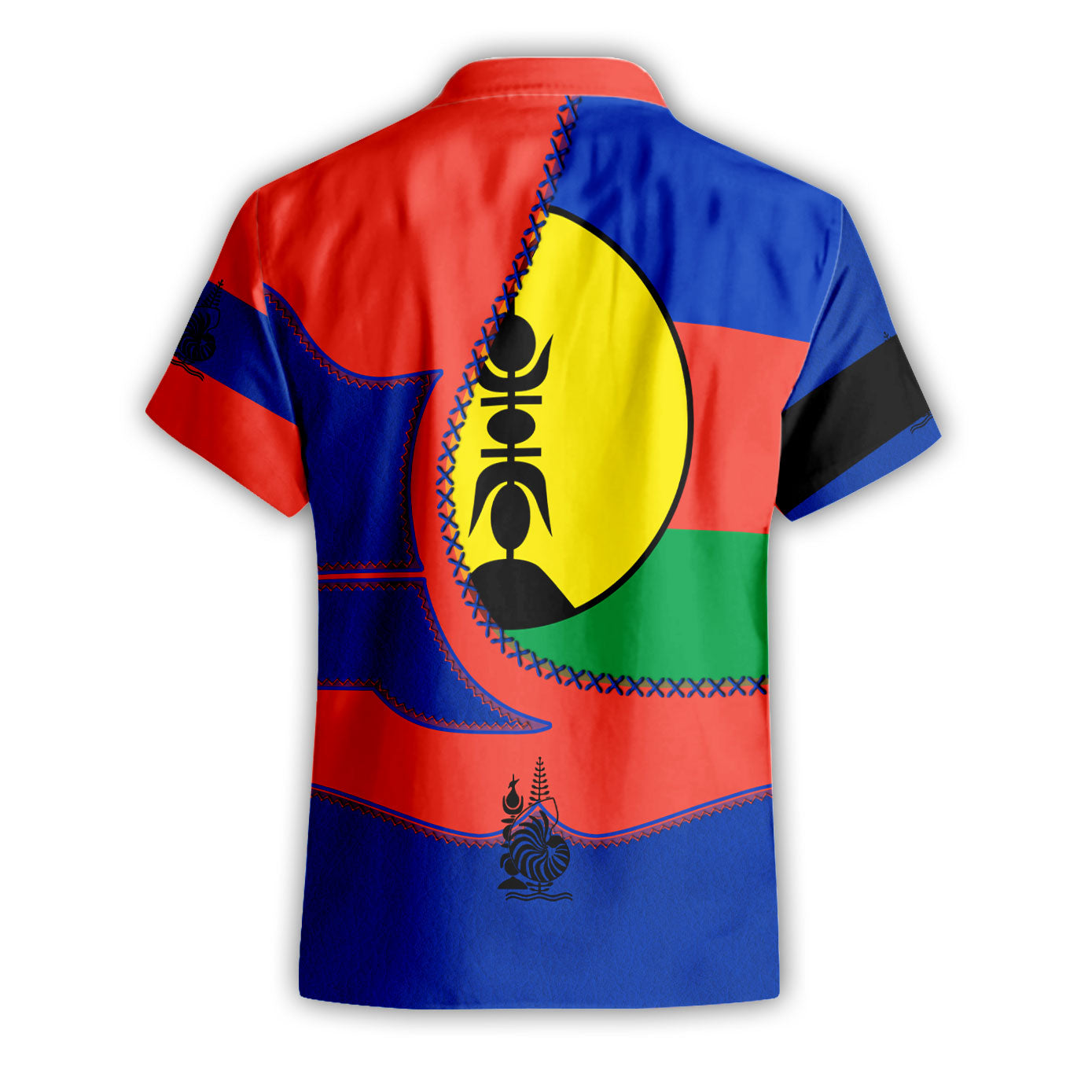 New Caledonia Short Sleeve Shirt Flag & Coat Of Arms Leather Style