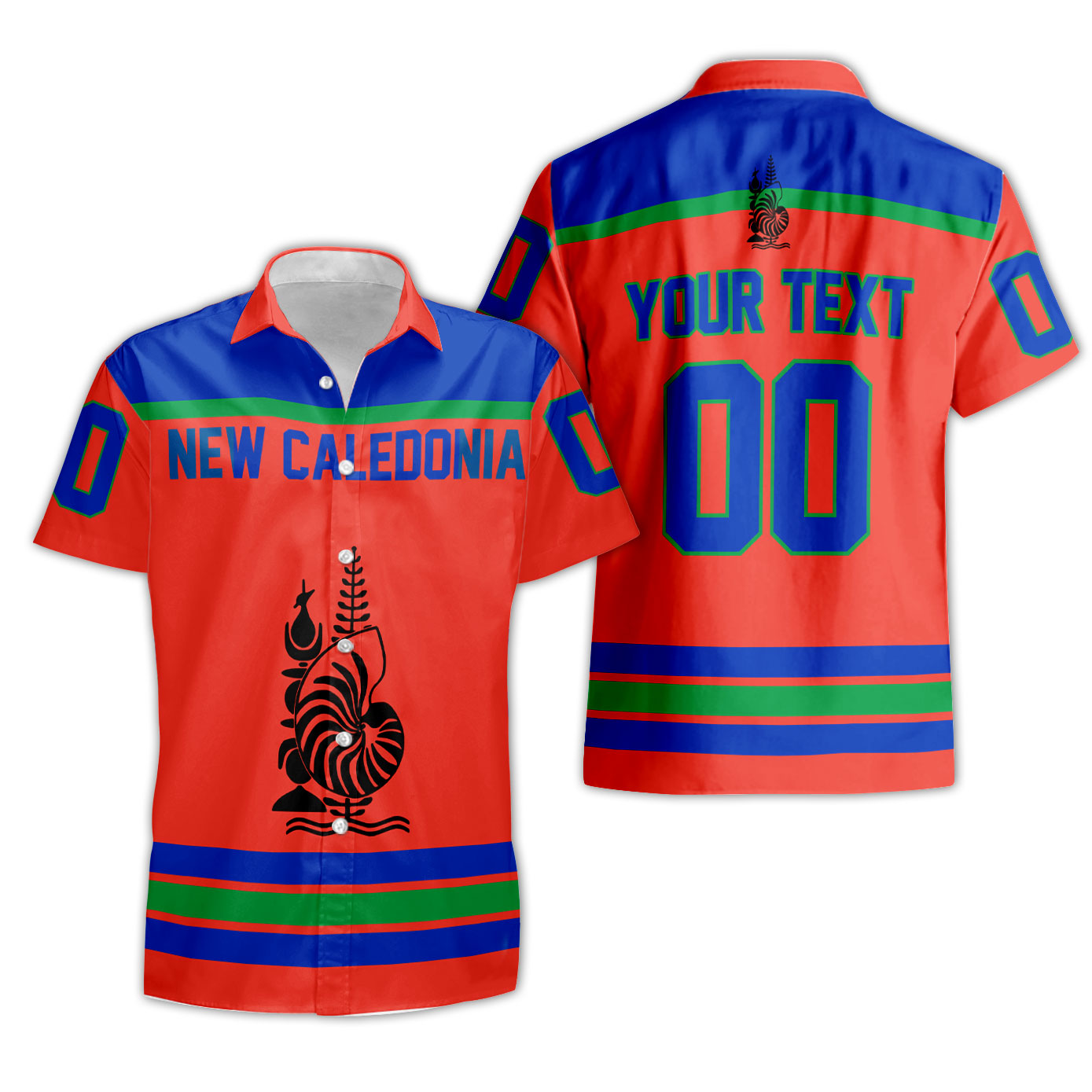 New Caledonia Short Sleeve Shirt Flag & Coat Of Arms Hockey Style