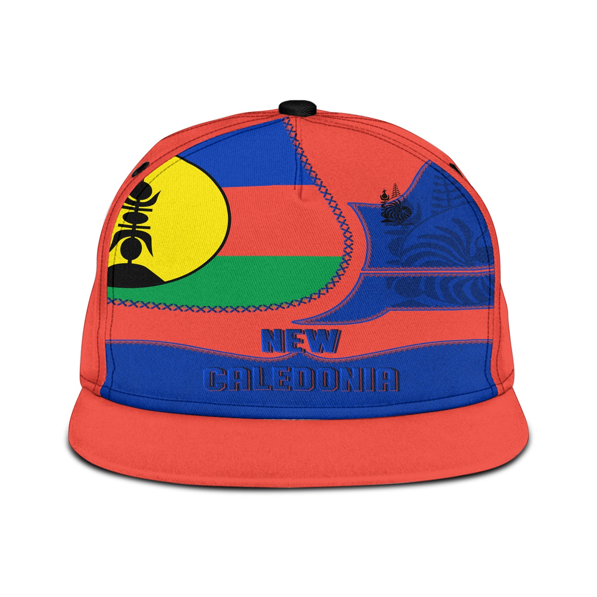 New Caledonia Snapback Hat Flag & Coat Of Arms Leather Style