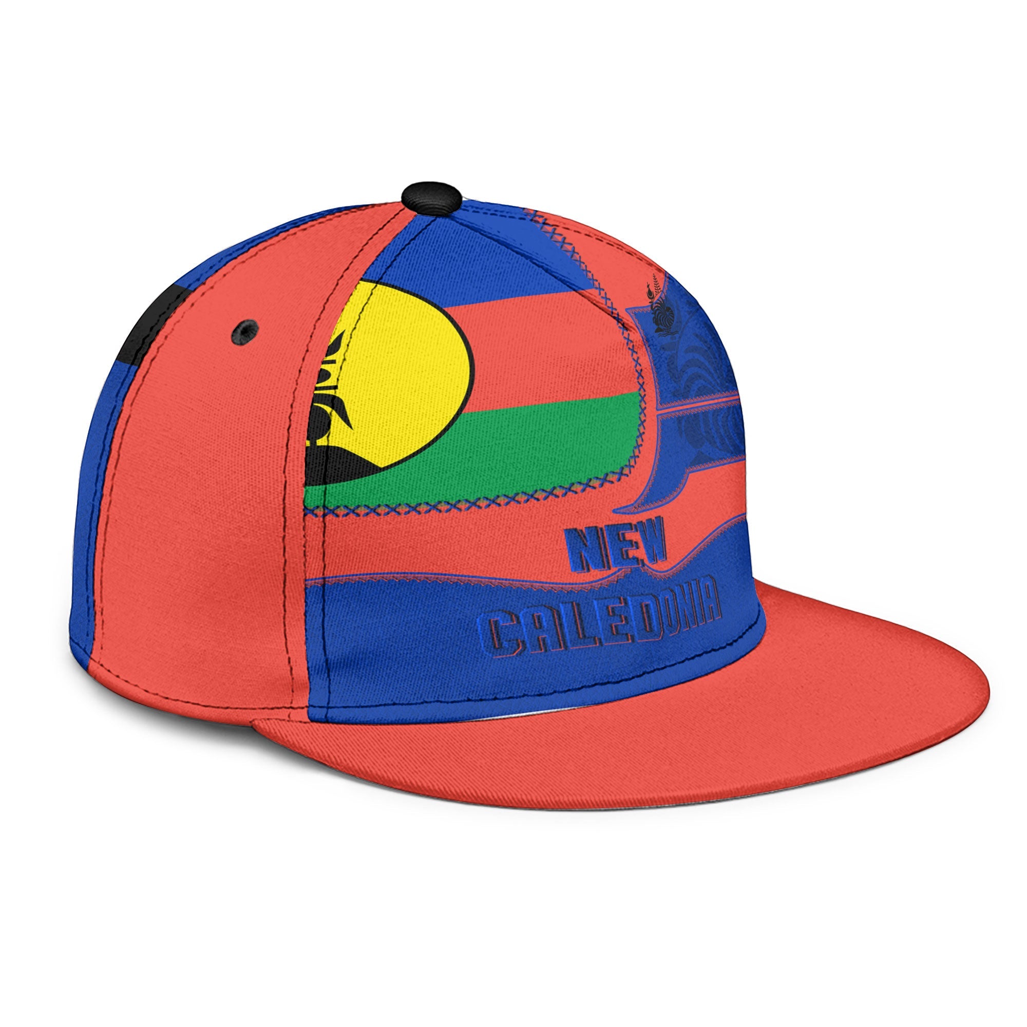 New Caledonia Snapback Hat Flag & Coat Of Arms Leather Style