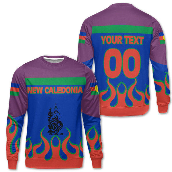 New Caledonia Sweatshirt Flag & Coat Of Arms Fire Hockey Style