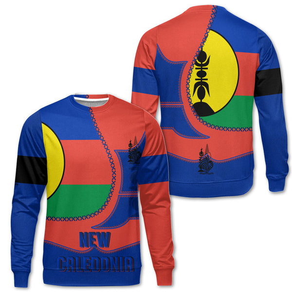 New Caledonia Sweatshirt Flag & Coat Of Arms Leather Style