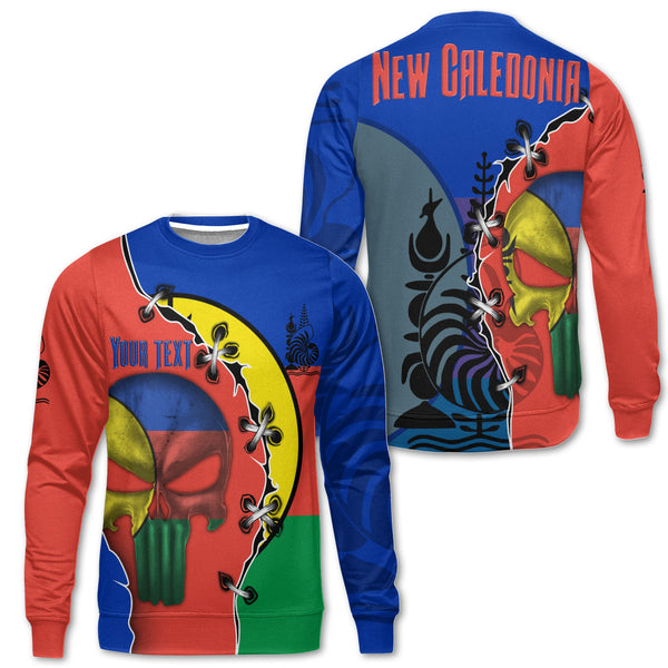 New Caledonia Sweatshirt Flag & Coat Of Arms Skull Style