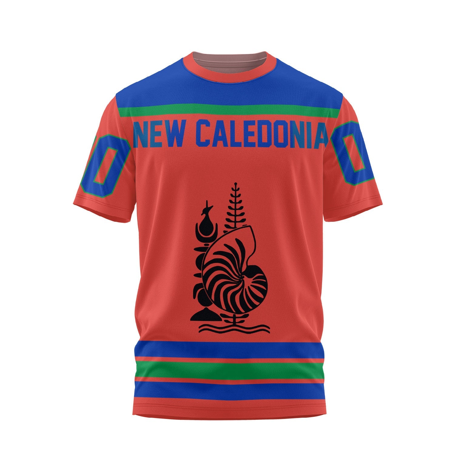 New Caledonia T Shirt Flag & Coat Of Arms Hockey Style