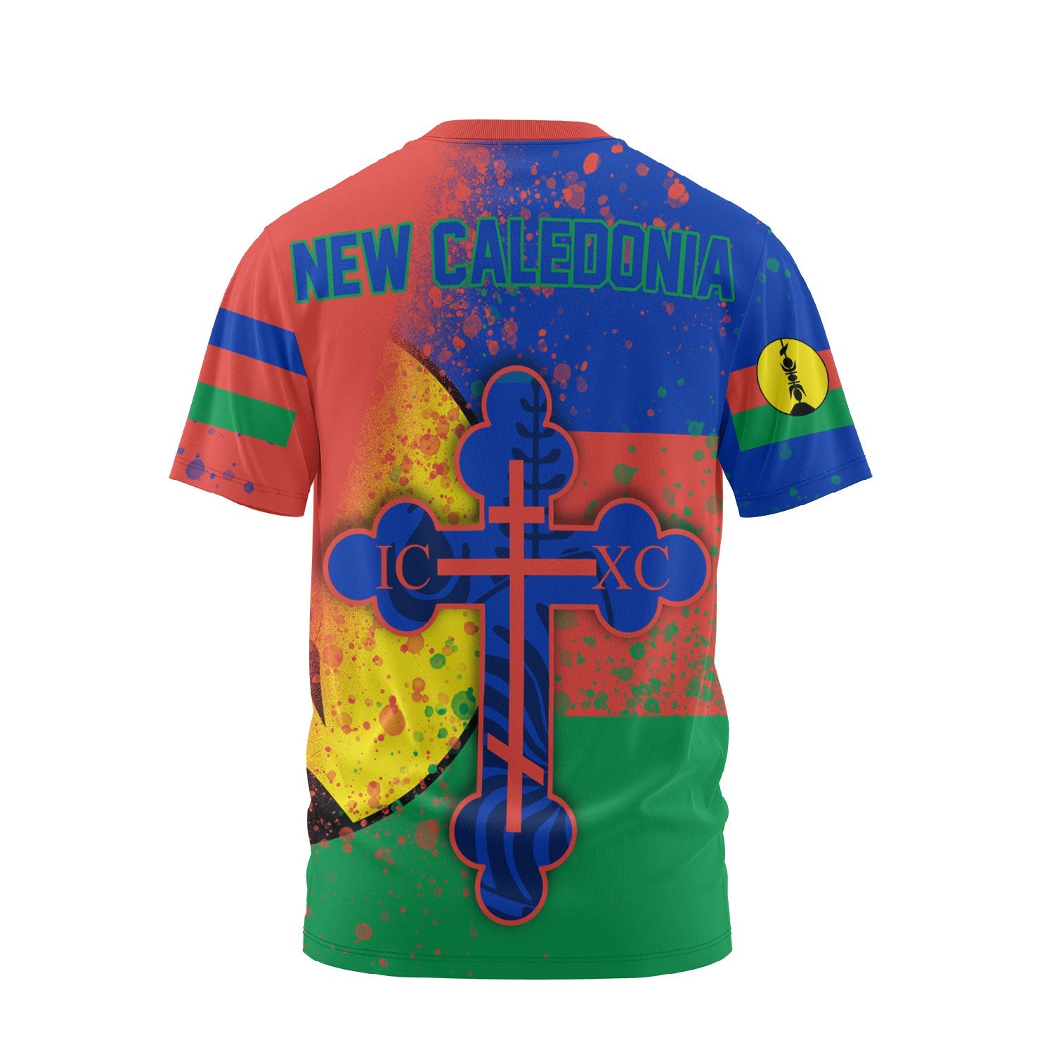 New Caledonia T Shirt Flag & Coat Of Arms Orthodox Style