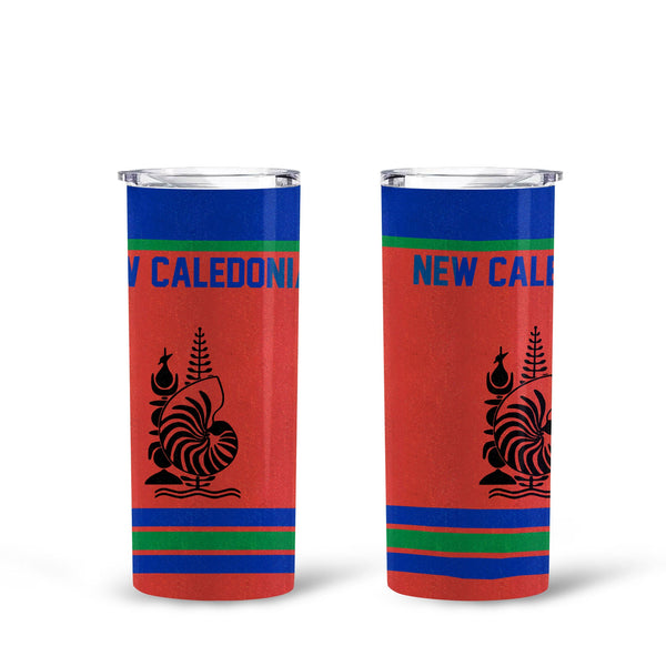 New Caledonia Tall Glitter Tumbler Flag & Coat Of Arms Hockey Style