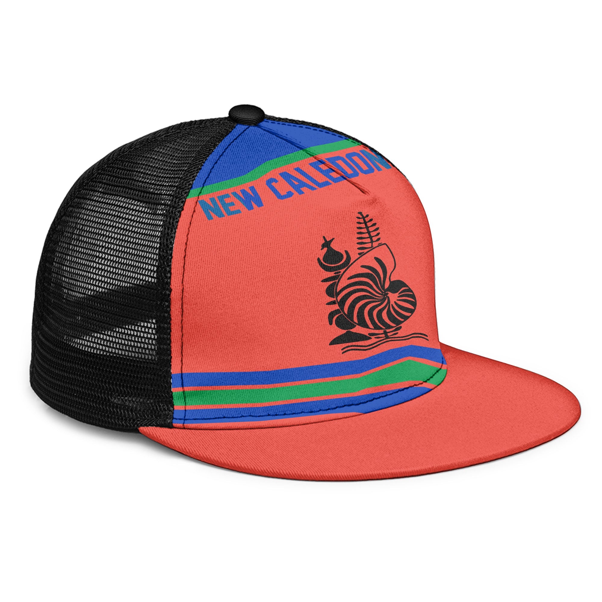 New Caledonia Trucker Hat Flag & Coat Of Arms Hockey Style