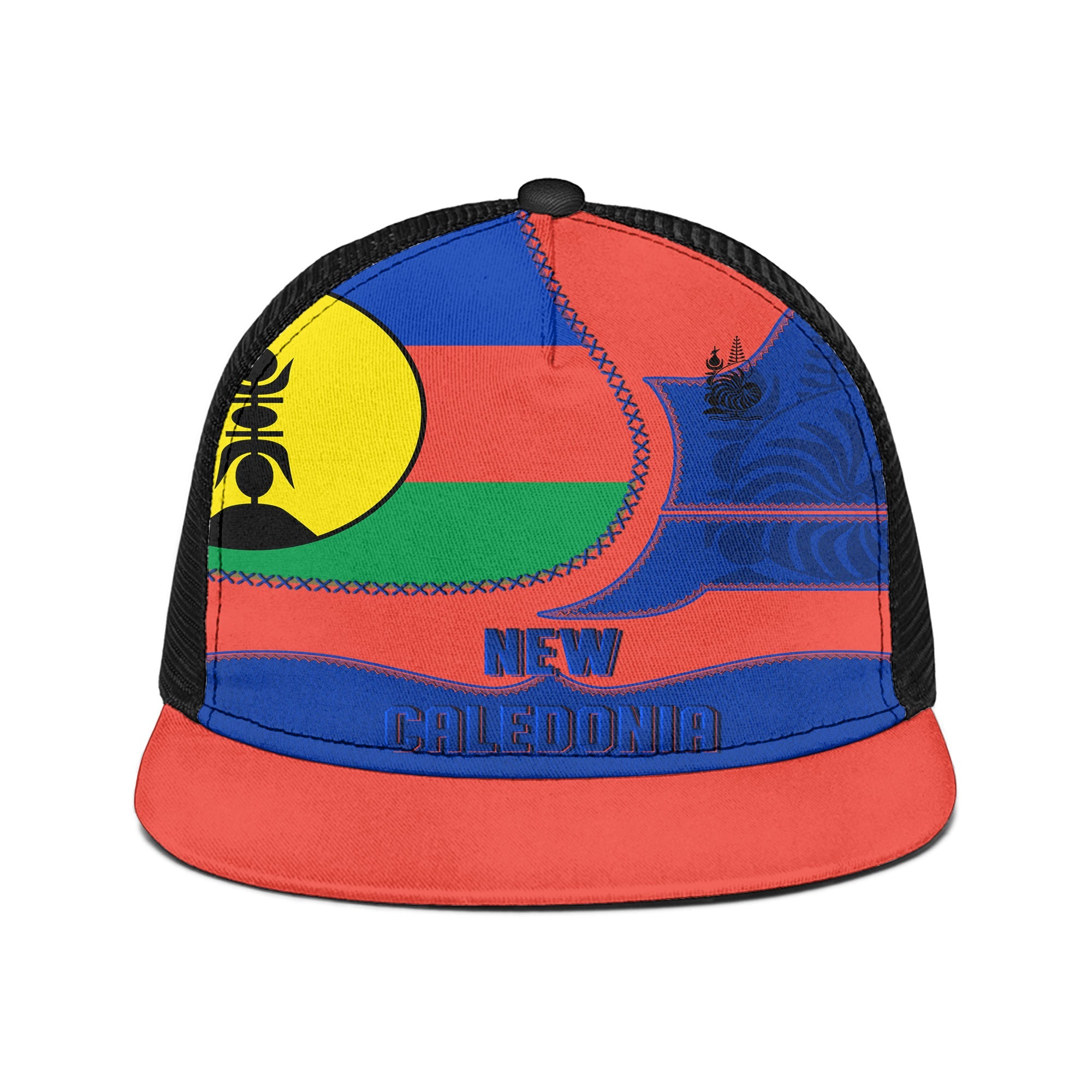 New Caledonia Trucker Hat Flag & Coat Of Arms Leather Style