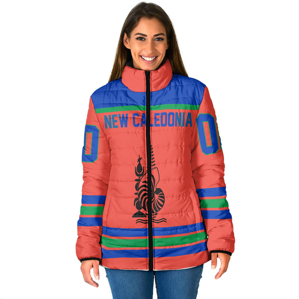 New Caledonia Women Padded Jacket Flag & Coat Of Arms Hockey Style