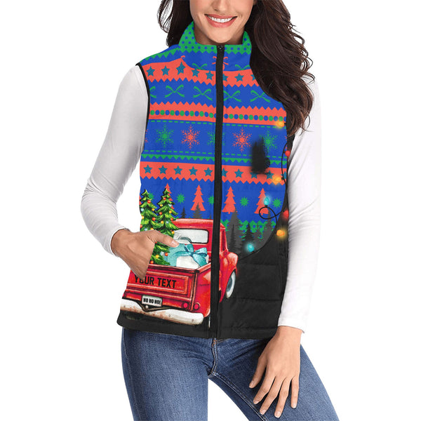 New Caledonia Women Padded Jacket Vest Coat Of Arms Christmas Style