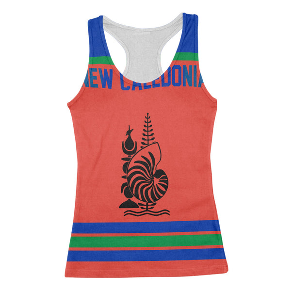 New Caledonia Women Tank Top Flag & Coat Of Arms Hockey Style