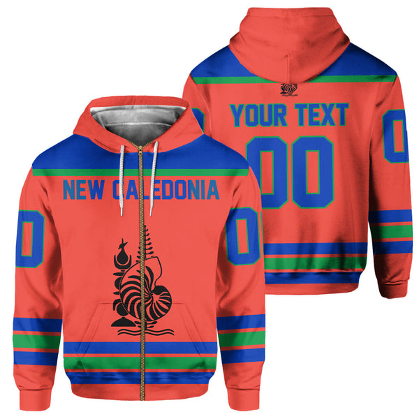 New Caledonia Zip Hoodie Flag & Coat Of Arms Hockey Style