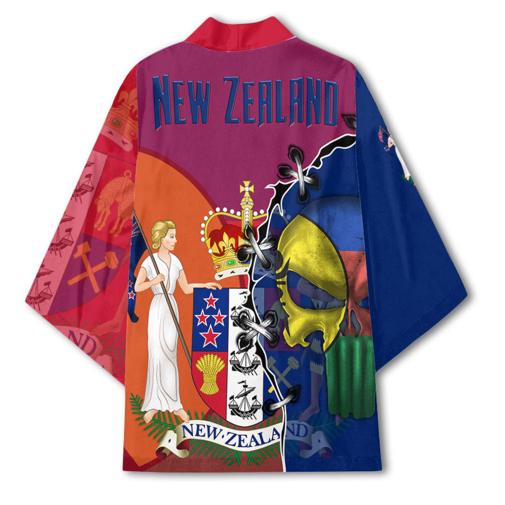 New Zealand Kimono Flag & Coat Of Arms Skull Style