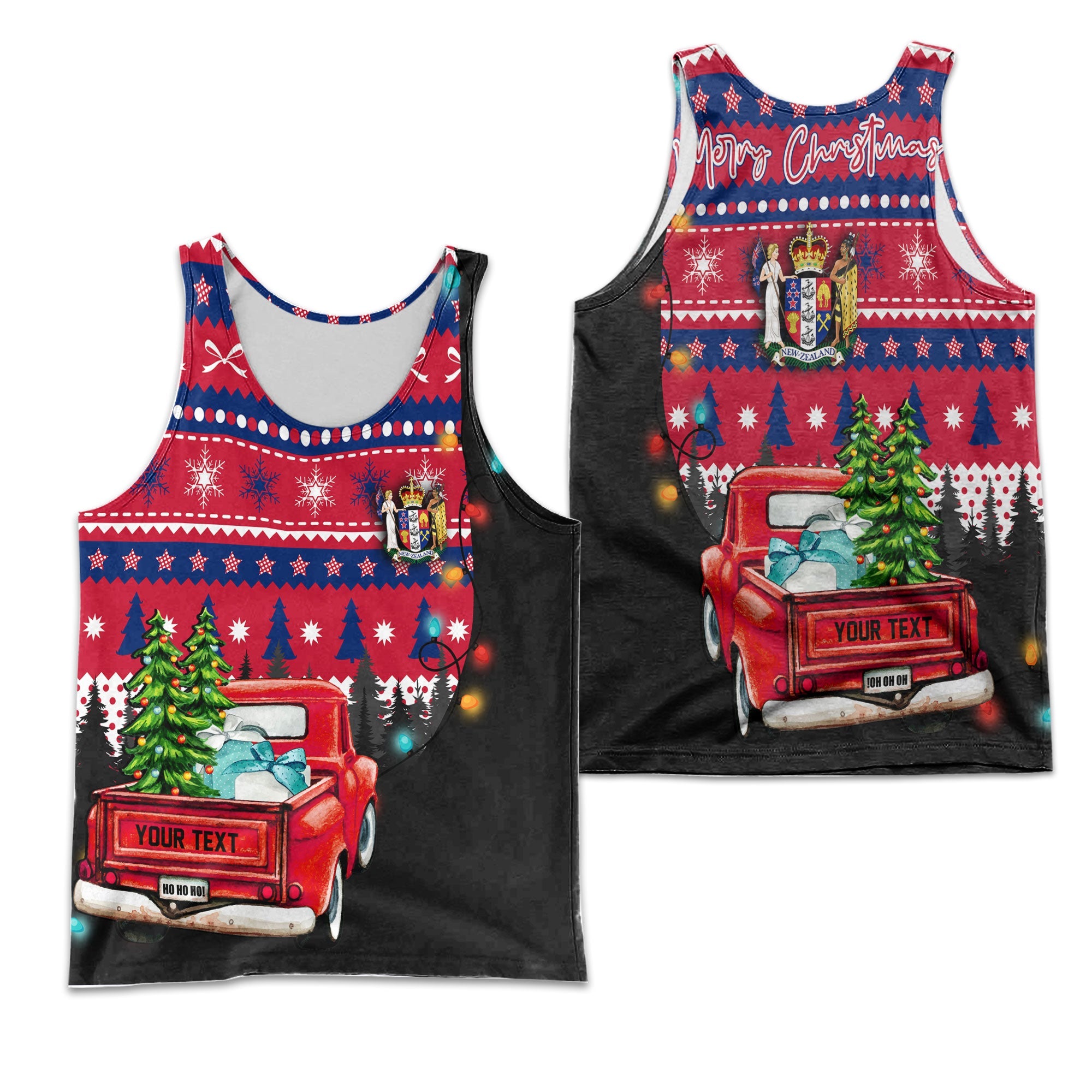 New Zealand Men Tank Top Coat Of Arms Christmas Style