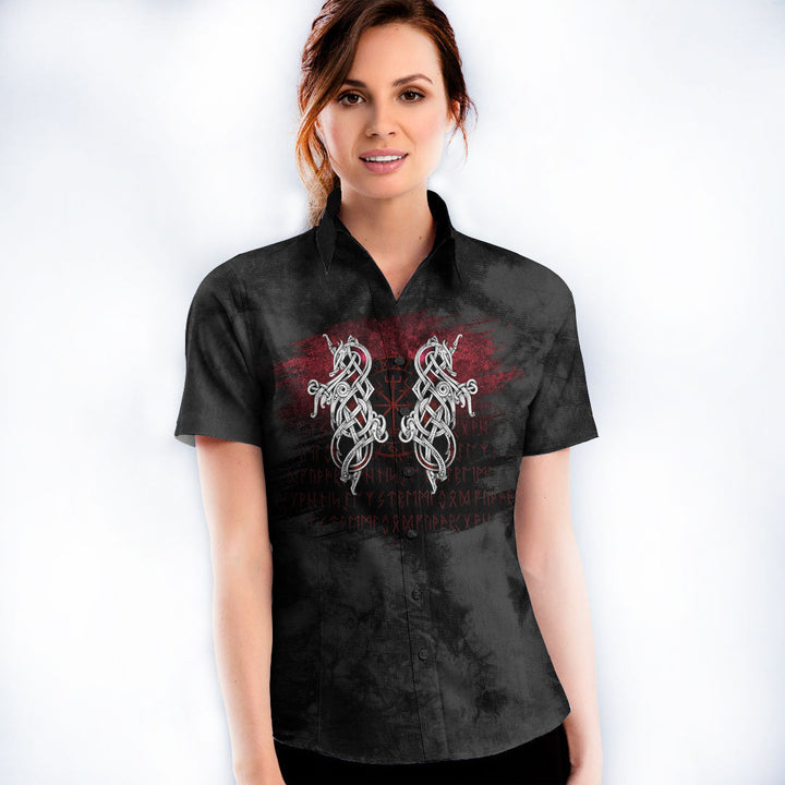 Viking Short Sleeve Shirt Nidhogg viking valhalla vegvisir