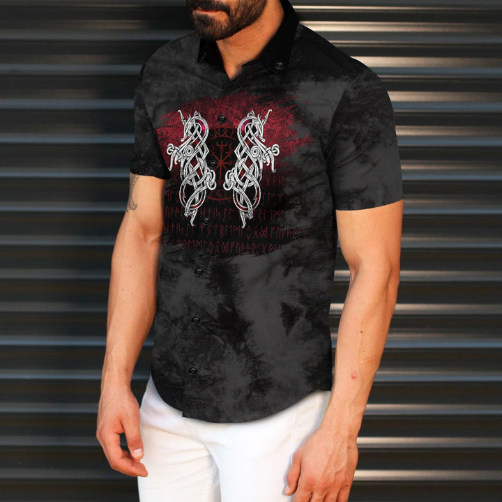 Viking Short Sleeve Shirt Nidhogg viking valhalla vegvisir