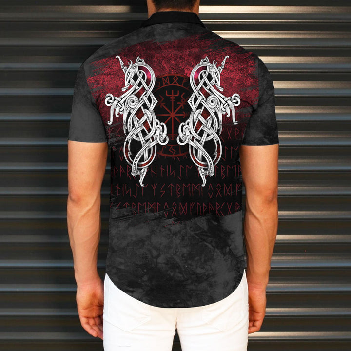 Viking Short Sleeve Shirt Nidhogg viking valhalla vegvisir